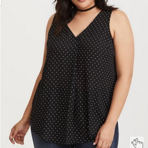 Torrid Womens V-neck Chiffon Babydoll Tank Top Fairy Whimsigoth Polka Dots Large - Picture 1 of 9